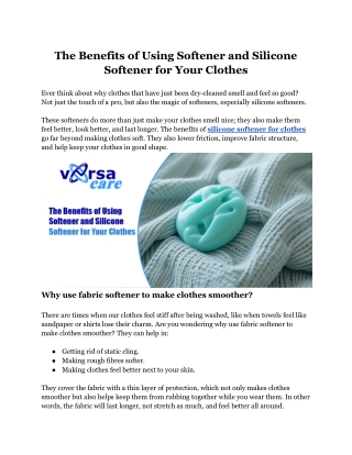 The Benefits of Using Softener and Silicone Softener for Your Clothes