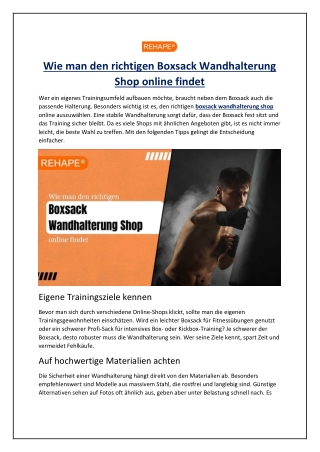 Wie man den richtigen Boxsack Wandhalterung Shop online findet