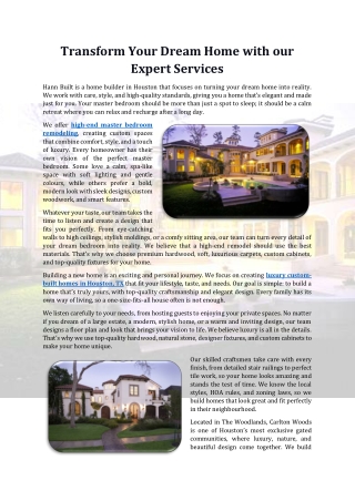 Transform Your Dream Home with our Expert Services