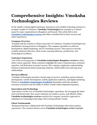 Comprehensive Insights_ Vmoksha Technologies Reviews