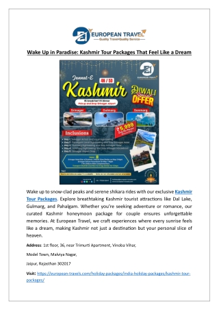 Lose Yourself in Kashmir: Tours Designed for Wanderlust Souls