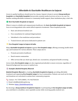 Affordable & Charitable Healthcare in Gujarat