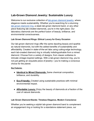 Lab-Grown Diamond Jewelry Sustainable Luxury
