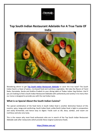 Top South Indian Restaurant Adelaide For A True Taste Of India