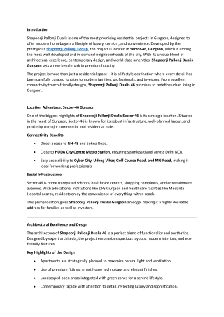 Shapoorji Pallonji Dualis Sector 46 Gurgaon.