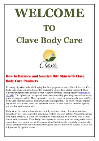 How to Balance and Nourish Oily Skin with Clave Body Care Products