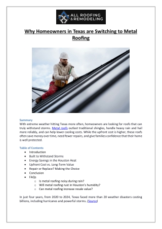 The Woodlands Roof Repair | Switch to Metal Roofing | ARR