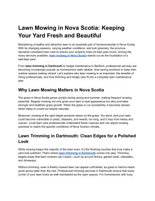 Lawn Mowing in Nova Scotia_ Keeping Your Yard Fresh and Beautiful