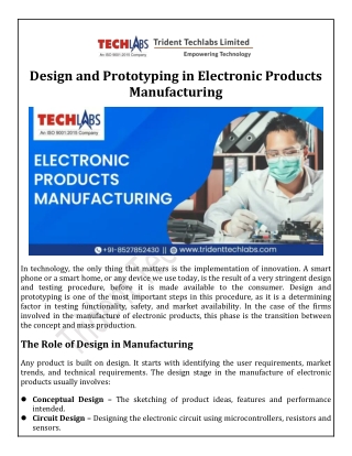 Design and Prototyping in Electronic Products Manufacturing