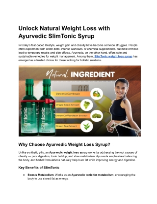 Unlock Natural Weight Loss with Ayurvedic SlimTonic Syrup (1)