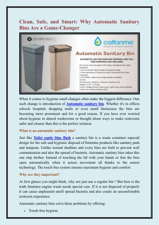 Automatic sanitary bin