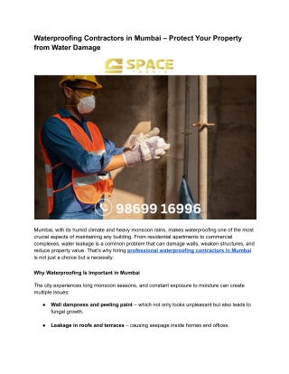 Waterproofing Contractors in Mumbai – Protect Your Property from Water Damage