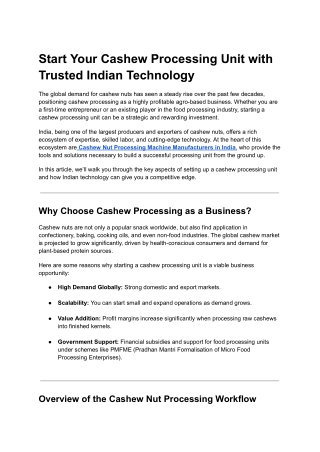 Cashew Nut Processing Machine Manufacturers in India - cashewnutprocessingmachine