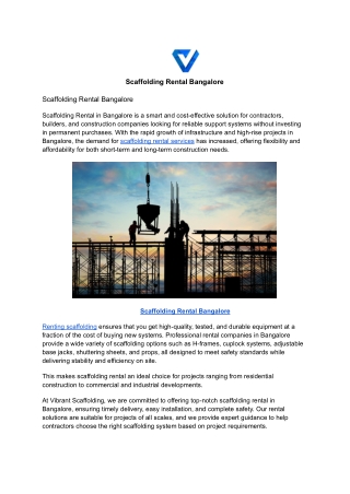 Scaffolding Rental Bangalore