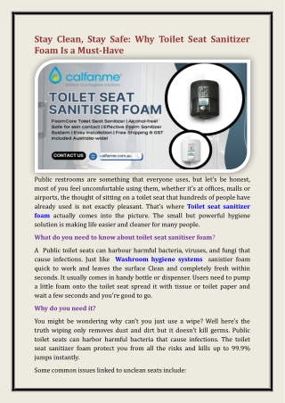 Toilet seat sanitizer foam