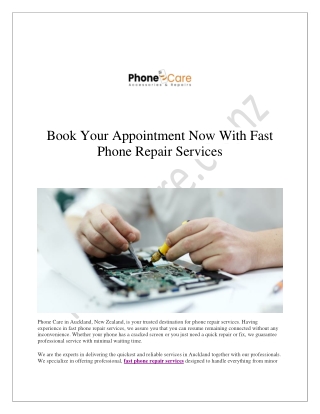 Book Your Appointment Now With Fast Phone Repair Services