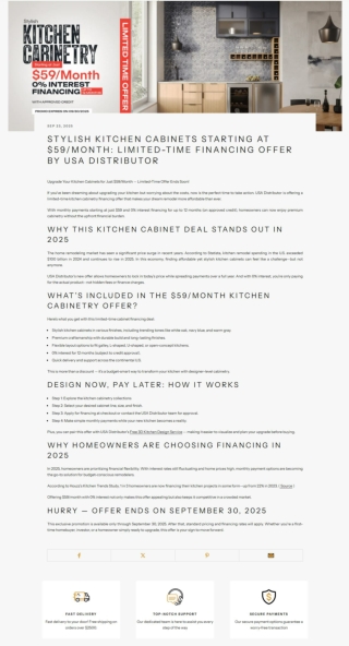 Stylish Kitchen Cabinets Cheapest Price Offer - USA Distributor