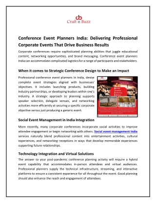 Conference Event Planners India: Delivering Professional Corporate Events That D