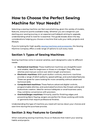 How to Choose the Perfect Sewing Machine?