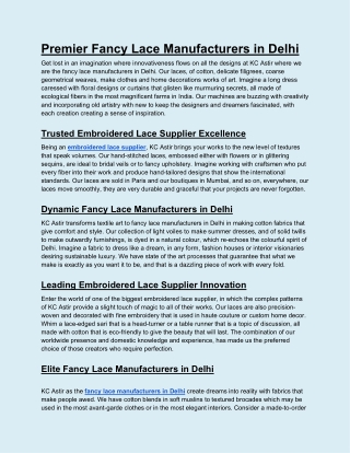 Premier Fancy Lace Manufacturers in Delhi