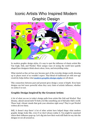 Iconic Artists Who Inspired Modern Graphic Design