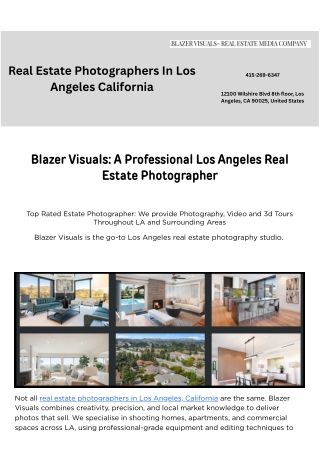 Real Estate Photographers In Los Angeles California