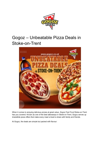 Gogoz – Unbeatable Pizza Deals in Stoke-on-Trent