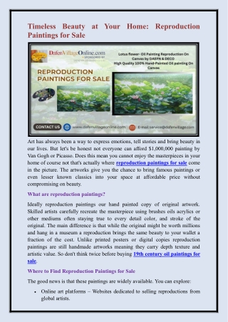 reproduction paintings for sale