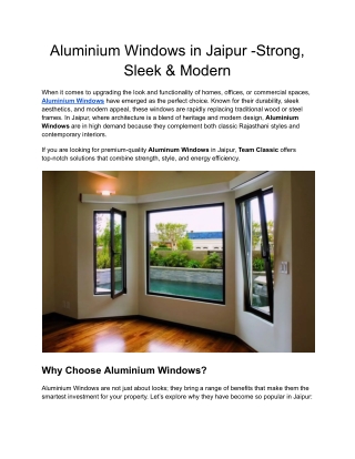 Aluminium Windows in Jaipur -Strong, Sleek & Modern