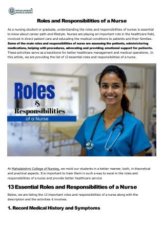 As a nursing student or graduate, understanding the roles and responsibilities of nurses is essential to know about care