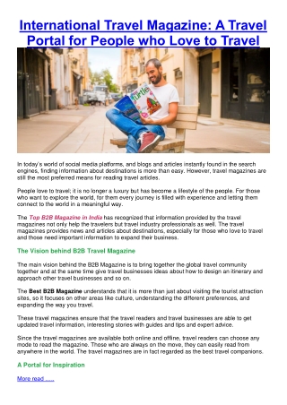 International Travel Magazine A Travel Portal for People who Love to Travel