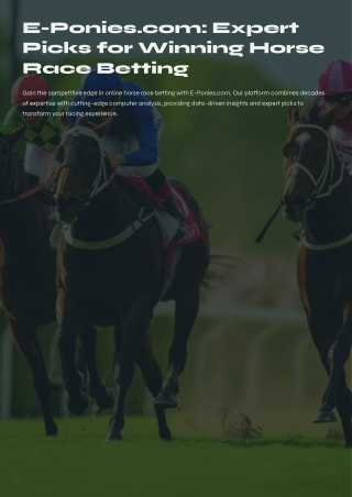 Smarter Online Horse Race Betting with Expert Picks