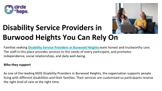 Disability Service Providers in Burwood Heights You Can Rely On