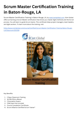 Scrum Master Certification Training in Baton-Rouge, LA