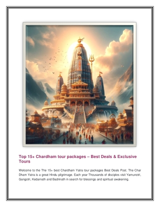 Top 15  Chardham Tour Packages