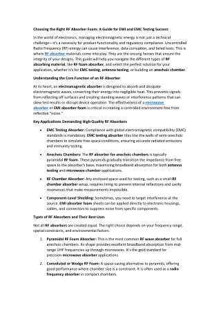 Choosing the Right RF Absorber Foam