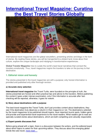 International Travel Magazine Curating the Best Travel Stories Globally