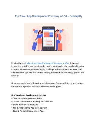 Top Travel App Development Company in USA – Beadaptify