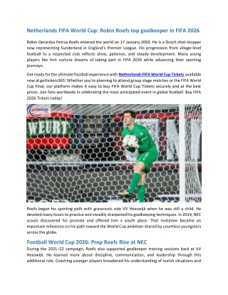 Netherlands FIFA World Cup Robin Roefs top goalkeeper in FIFA 2026