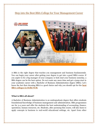 Step into the Best BBA College for Your Management Career