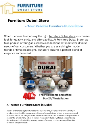 Reliable Furniture Dubai Store