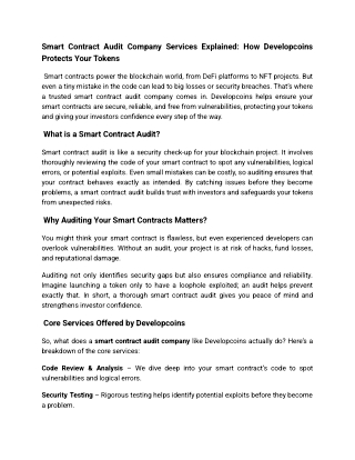 Smart Contract Audit Company Services Explained_ How Developcoins Protects Your Tokens