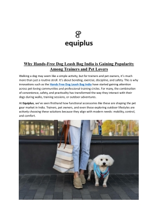 Why Hands Free Dog Leash Bag India is Gaining Popularity Among Trainers and Pet