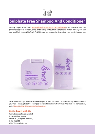Sulphate Free Shampoo And Conditioner