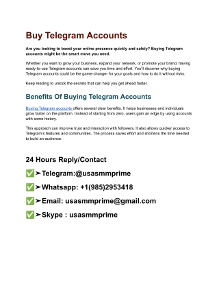 Buy Telegram Accounts