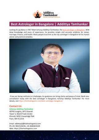 Best Astrologer in Bangalore-Addittya Tamhankar