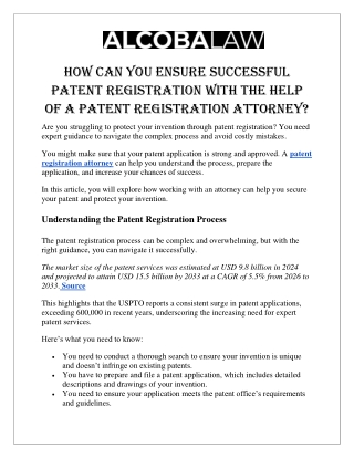 How Can You Ensure Successful Patent Registration With the Help of a Patent Registration Attorney