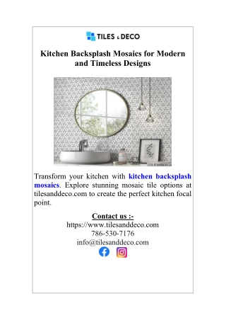 Kitchen Backsplash Mosaics for Modern and Timeless Designs