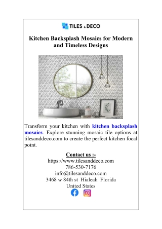 Kitchen Backsplash Mosaics for Modern and Timeless Designs