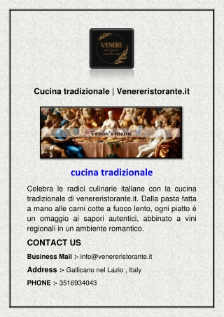 Cucina tradizionale  Venereristorante.it